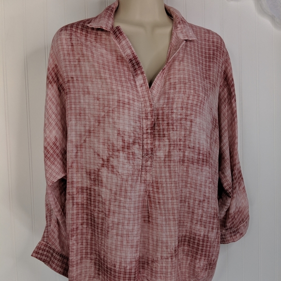 ANTHRO Holding Horses Tie Dye Plaid Pullover Sz S - Picture 2 of 14